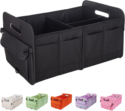 titiyiof Trunk Organizer For Suv & Sedan,Car Organizers and Storage, Waterproof Collapsible & Adjustable Straps,Sturdy Car Organization for Car Accessories, Tools,Food，Sundries,2-3 Compartment（Beige）