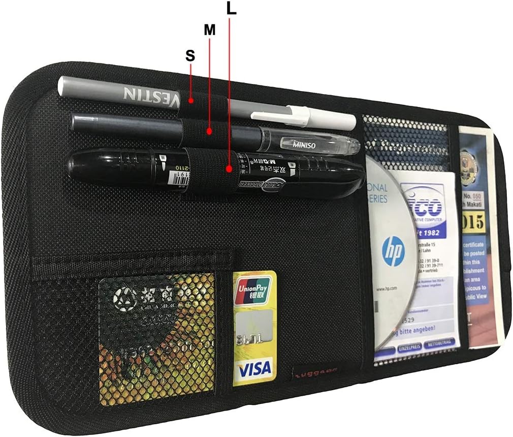 Car Sun Visor Organizer, Auto Visor Holder Interior Accessories Pocket Organizer - Car Registration Holder Document Storage Pouch Pen holder - Grey