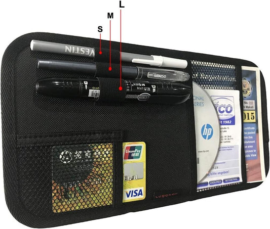 Car Sun Visor Organizer, Auto Visor Holder Interior Accessories Pocket Organizer - Car Registration Holder Document Storage Pouch Pen holder - Grey