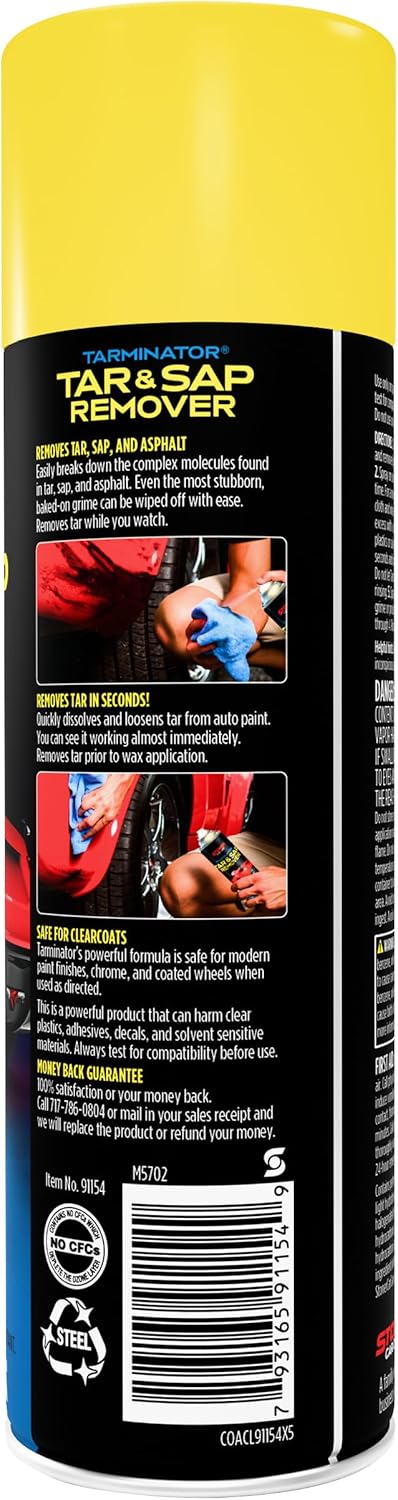Stoner Car Care 91154 Tarminator Tar, Sap, and Asphalt Remover – Fast Acting Tar and Sap Remover for Cars – Clear Coat Safe Auto Cleaner for Paint, Chrome and Wheels – 10 oz