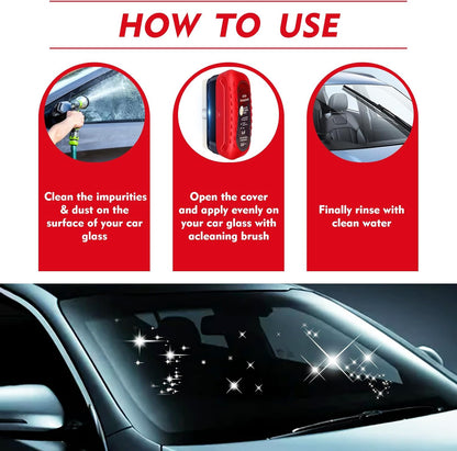 Automotive Oil Film Cleaning Brush, Upgraded Antifog & Rainproof Glass Cleaning Board, Reusable Glass Oil Film Remover for Car Windows & Windshields (Red)