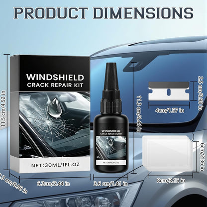 cuoct 2Pcs Windshield chip Repair kit, 2026 Latest Car Windshield Crack Repair Kit,Universal Cracks Gone Glass Repair Kit with 30ml Glass Repair Liquid 1 Towel 1 Blade 5 Curing Films