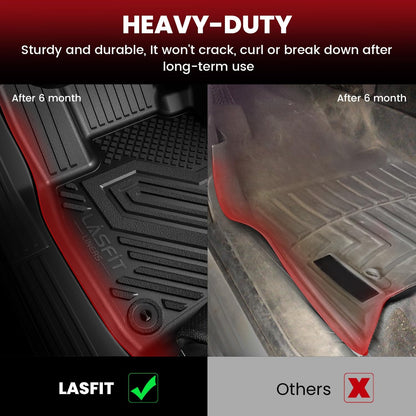 LASFIT Floor Mats for 2019-2025 2026 Ram 2500/3500 Crew Cab Bucket Seat for Carpet & Vinyl Floor (NOT fit Model with PTO Kit), All Weather TPE Custom Fit Car Mats Floor Liners 1st & 2nd Row, Black