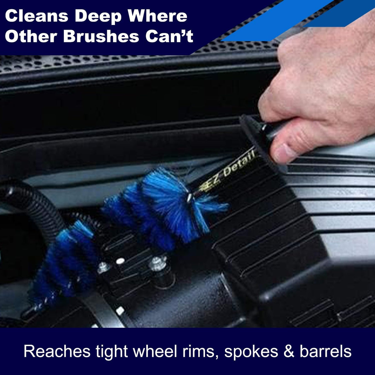 EZ Detail Big and Little Brush Combo - Wheel Rim Cleaner for Cars, Bike, Trucks, Motorcycle, and Other Vehicles - Non-Scratch Auto Detailing Tool, Easily Reaches Nook and Crannies