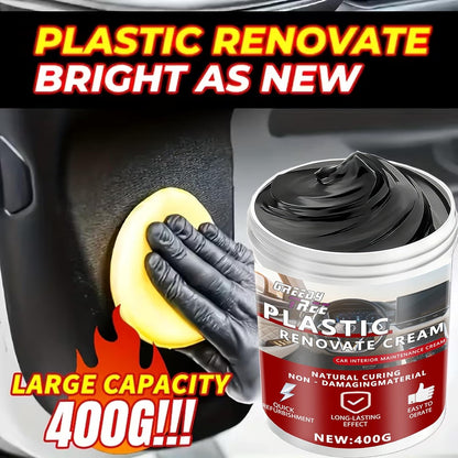 Car Plastic Restorer Pro - 14oz Auto Interior & Exterior Renewal Paste | Restores Faded Dashboards, Trim & Bumpers | UV Protection, Non-Greasy & Long-Lasting Finish