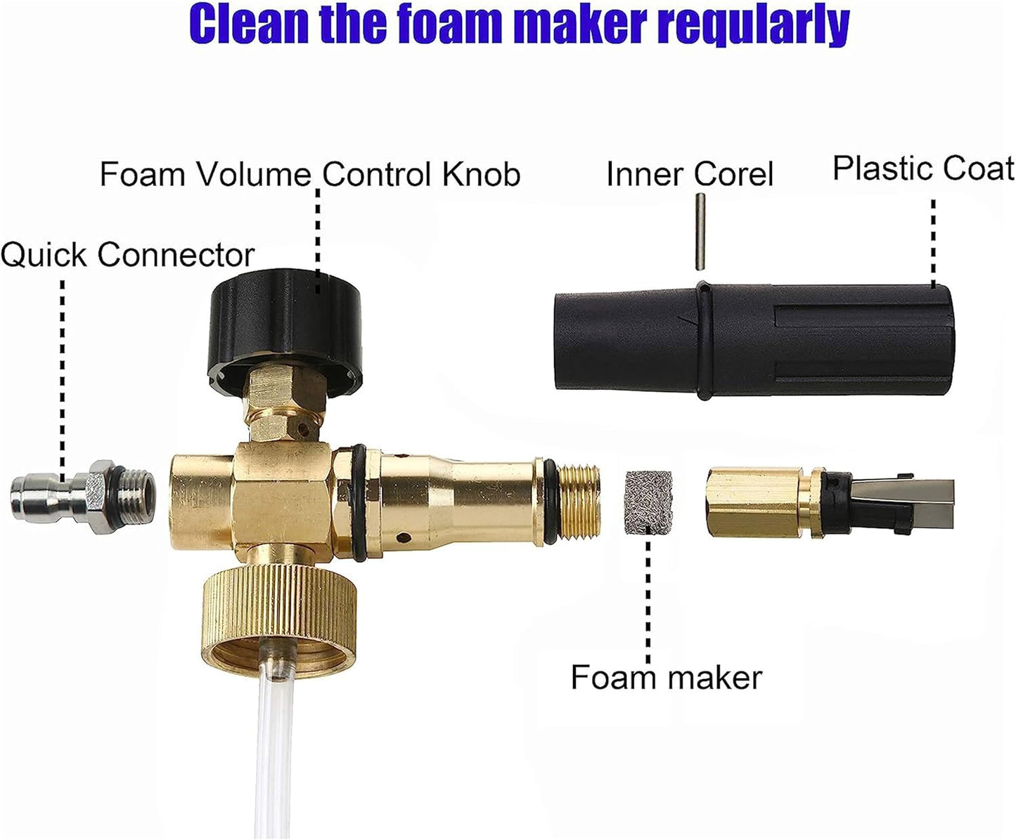 Tool Daily Short Pressure Washer Gun with Foam Cannon, 1/4 Inch Quick Connector, with 5 Pressure Washer Nozzle Tips, 1 Liter