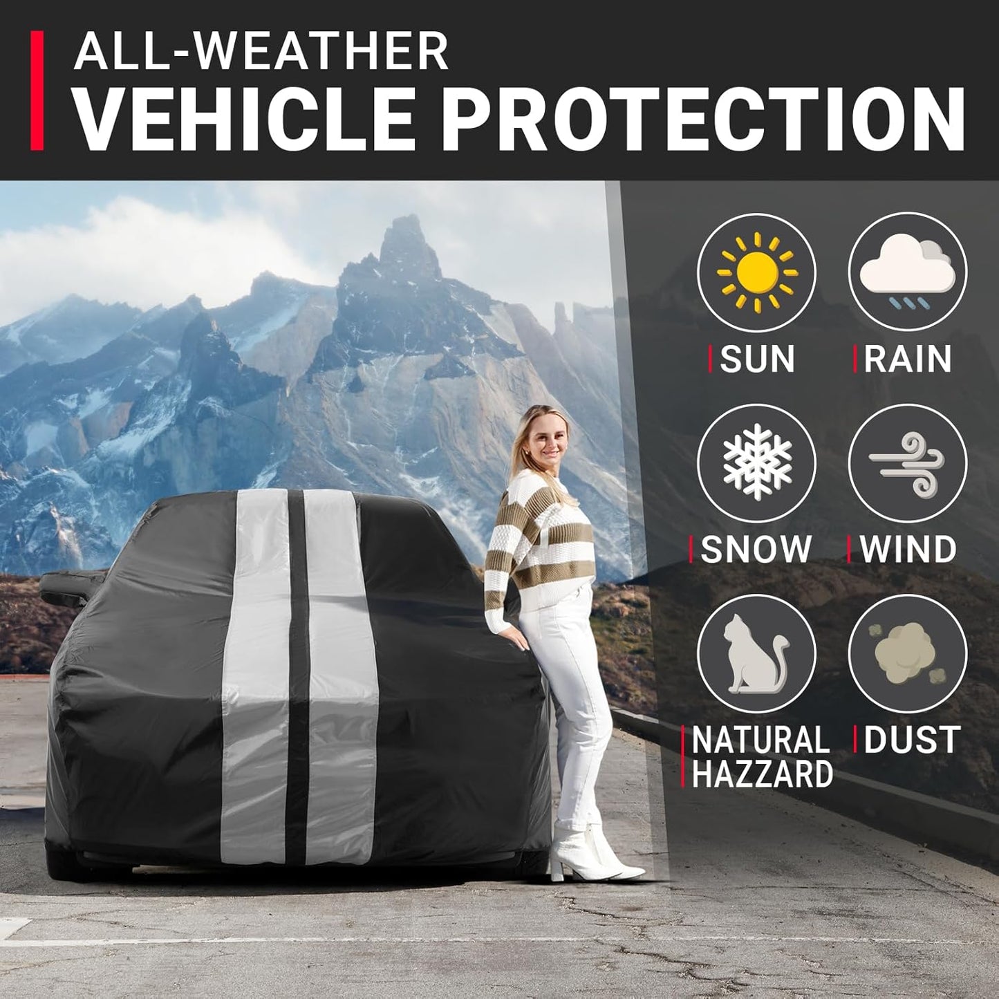 iCarCover Premium Car Cover for 1970-1972 Chevy Monte Carlo Heavy Duty Waterproof All-Weather Automobiles Custom Fit Indoor Outdoor UV Snow Protection Covers with Straps and Bag - Colors A
