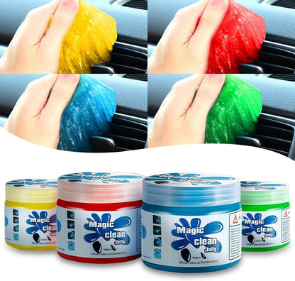 Auto Dynasty Pack of 4 Car Cleaning Gel, 2024 Universal Auto Detailing Tools Car Interior Air Vent Dust Cleaner Slime Putty Jelly for Printers, Camera, Calculator, Keyboard (Red, Blue, Green, Yellow)