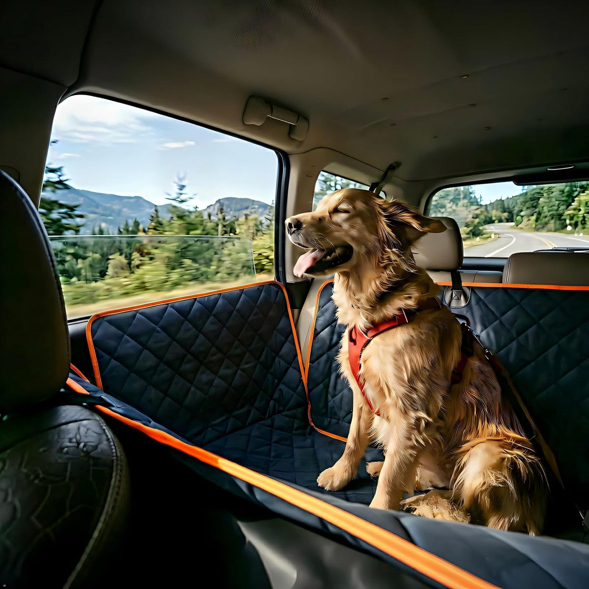 Luxury Dog Car Seat Cover for Back Seat Breathable Mesh Window Dog Hammock for Car 4-Layer Heavy Duty Waterproof Pet Seat Protector Scratch-Proof Car Seat Cover Perfect for Family Road Trips