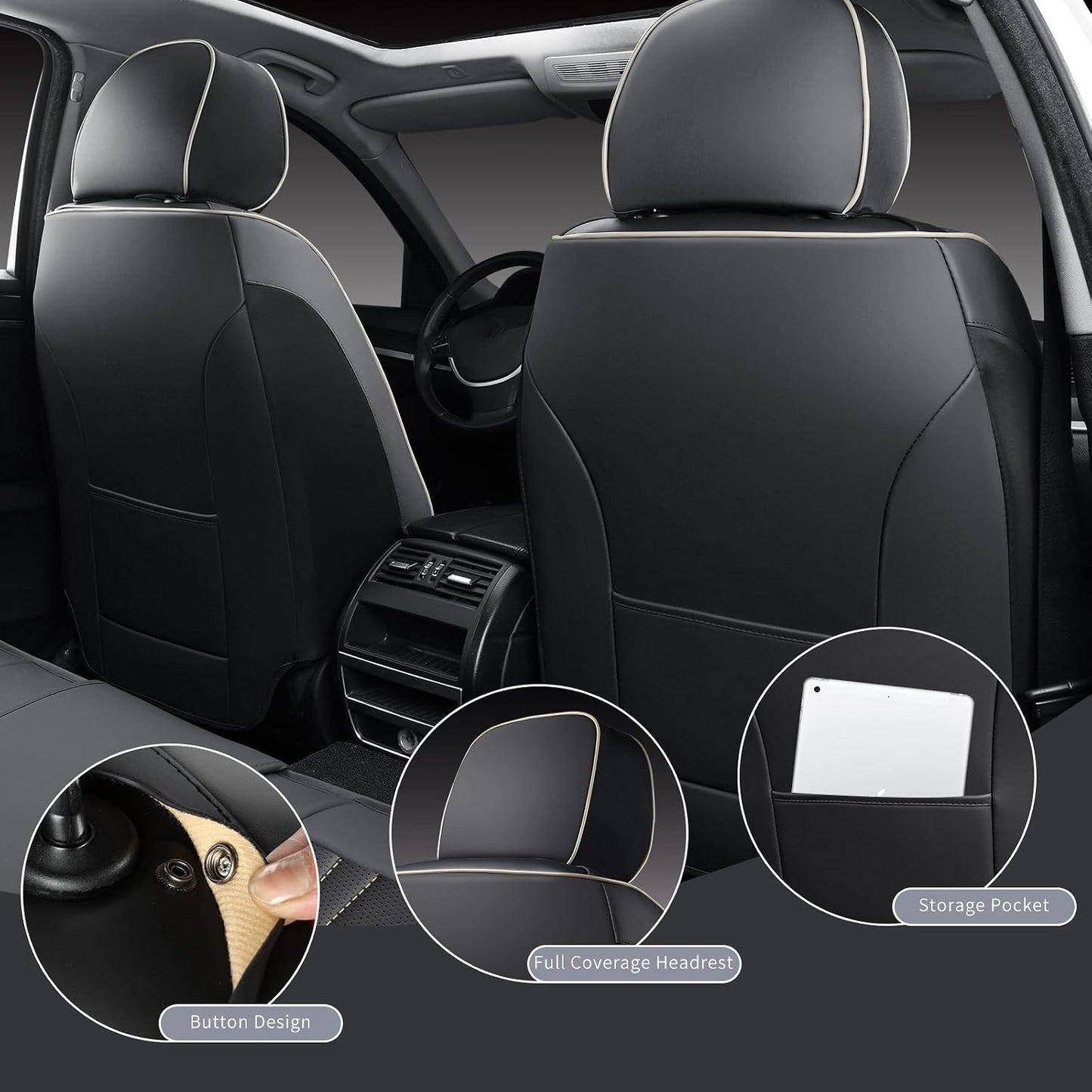 MINGBRON Leather Car Seat Covers,Car Seat Protector Waterproof,Seat Covers Full Set, Car Seat Protectors 5 Seats,Automotive Seat Covers Fit Most Cars Wine Red