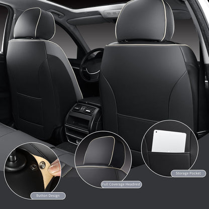 MINGBRON Leather Car Seat Covers,Car Seat Protector Waterproof,Seat Covers Full Set, Car Seat Protectors 5 Seats,Automotive Seat Covers Fit Most Cars Wine Red