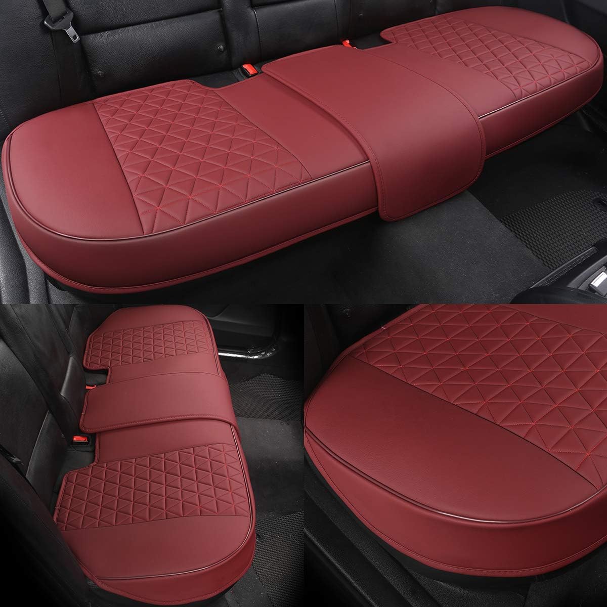 Black Panther Luxury Faux Leather Car Seat Cover Front Bottom Seat Cushion Cover, Anti-Slip and Wrap Around The Bottom, Fits 95% of Vehicles - 1 Piece,Black