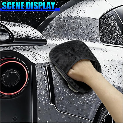 2PCS Car Wash Mitt, Soft Plush Non-Scratch Auto Dust Cleaning Pad, High-Density Car Washing Gloves, Universal Vehicle Exterior & Interior Detailing Supplies for Cars, Trucks, SUVs(Gray)