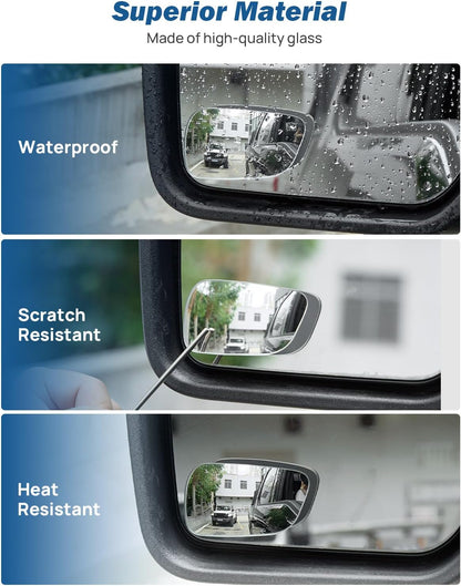 JOYTUTUS Blind Spot Mirror 2 Pack HD Frameless Convex Glass for Wide Angle View and Safer Lane Changing Compatible with Cars SUVs Trucks RVs Easy Stick On & Long Lasting Durability