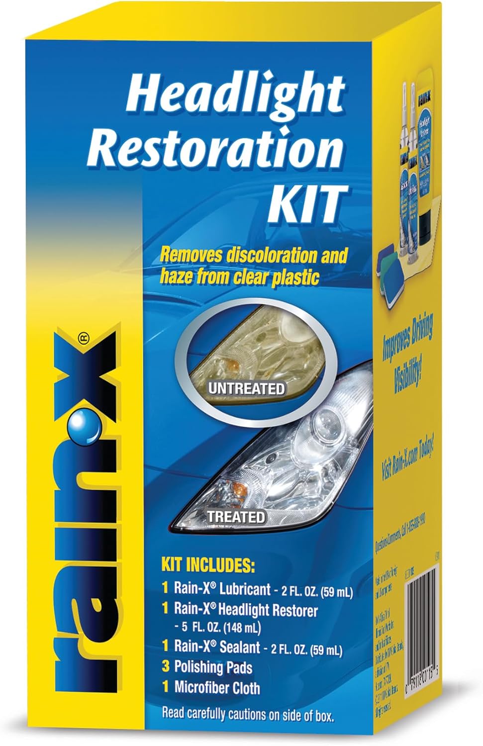 Rain-X 610153 Headlight Restoration Kit - Car Light Lens Cleaner/Restorer with Sanding & Polishing Drill Attachments & Sealant Wipe, Removes Scratches & Oxidation- All in 1 Long Lasting Formula