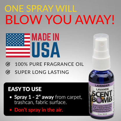 Scent Bomb Air Freshener Spray, Long-Lasting Odor Eliminator - Effective Deodorizer for Home & Car, Fresh Room Spray for Kitchen, Bathroom & Smell Neutralizer - 1 oz Pack of 4, Black Cherry Scent
