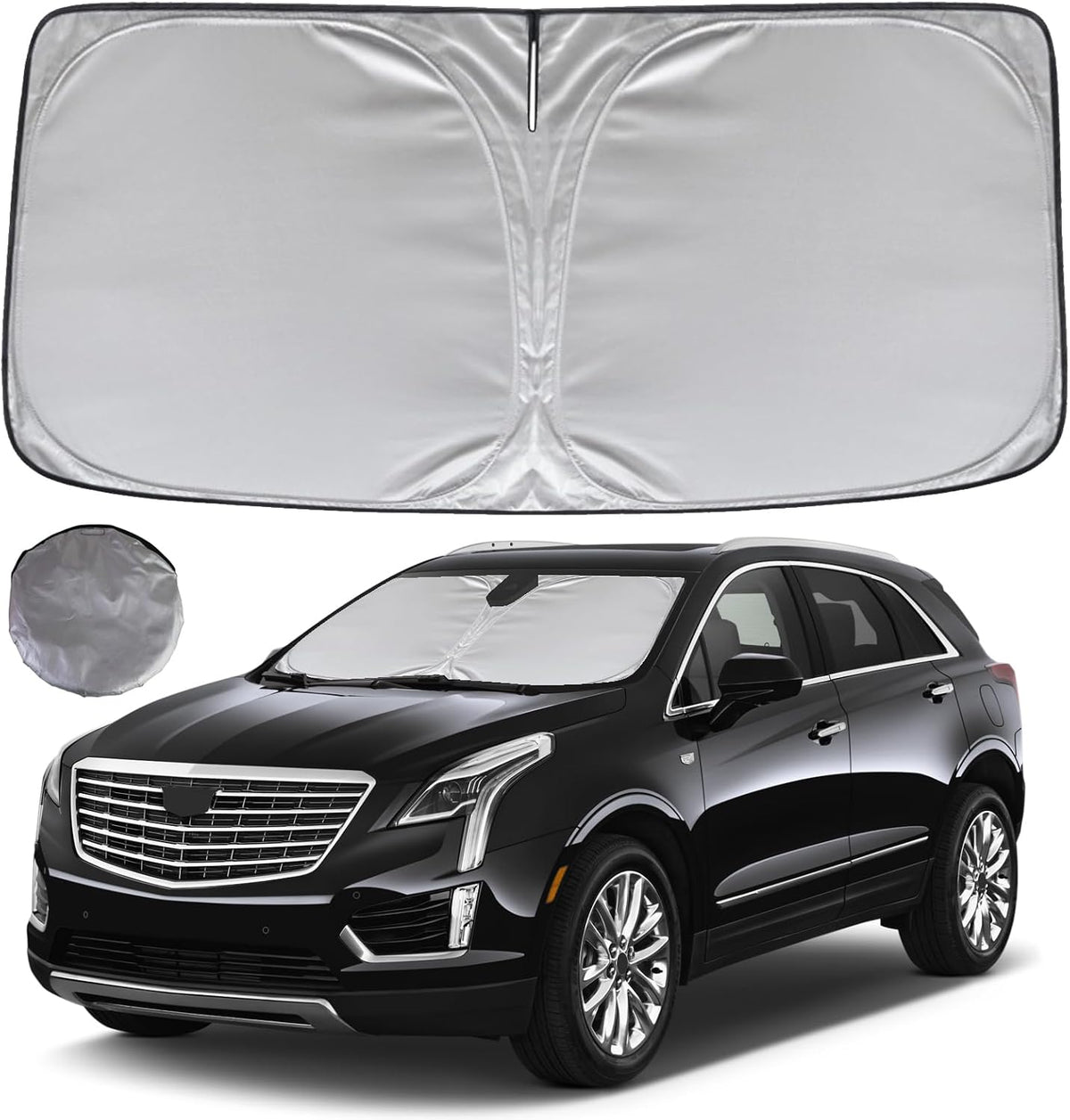 KAYZT Windshield Sun Shade for 2019-2025 2026 Chevy Silverado 1500 /GMC Sierra 1500 2500HD 3500HD Foldable Sunshade Front Window Custom Fit Car Accessories - Colors B