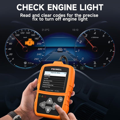 FOXWELL NT201 OBD2 Scanner Code Reader for Cars and Trucks - Reset Check Engine Light, Read and Clear Fault Codes, Live Data Diagnostic Tool for All Cars Since 1996