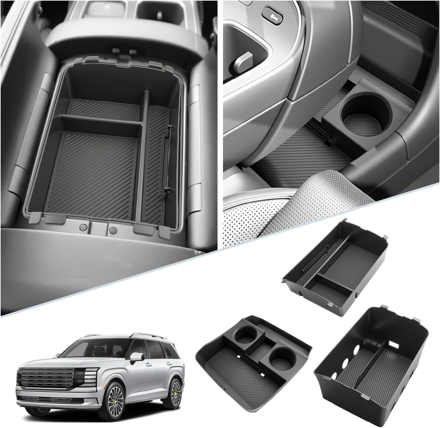 SKTU 2-Pack 2023 2024 2025 2026 Lexu s RX350 Center Console Organizer for 2023-2026 Lexu s RX350/RX450h/RX500h Console Tray 2023 2024 2025 2026 RX350 Accessories with Sunglasses Holder [Double Layers]