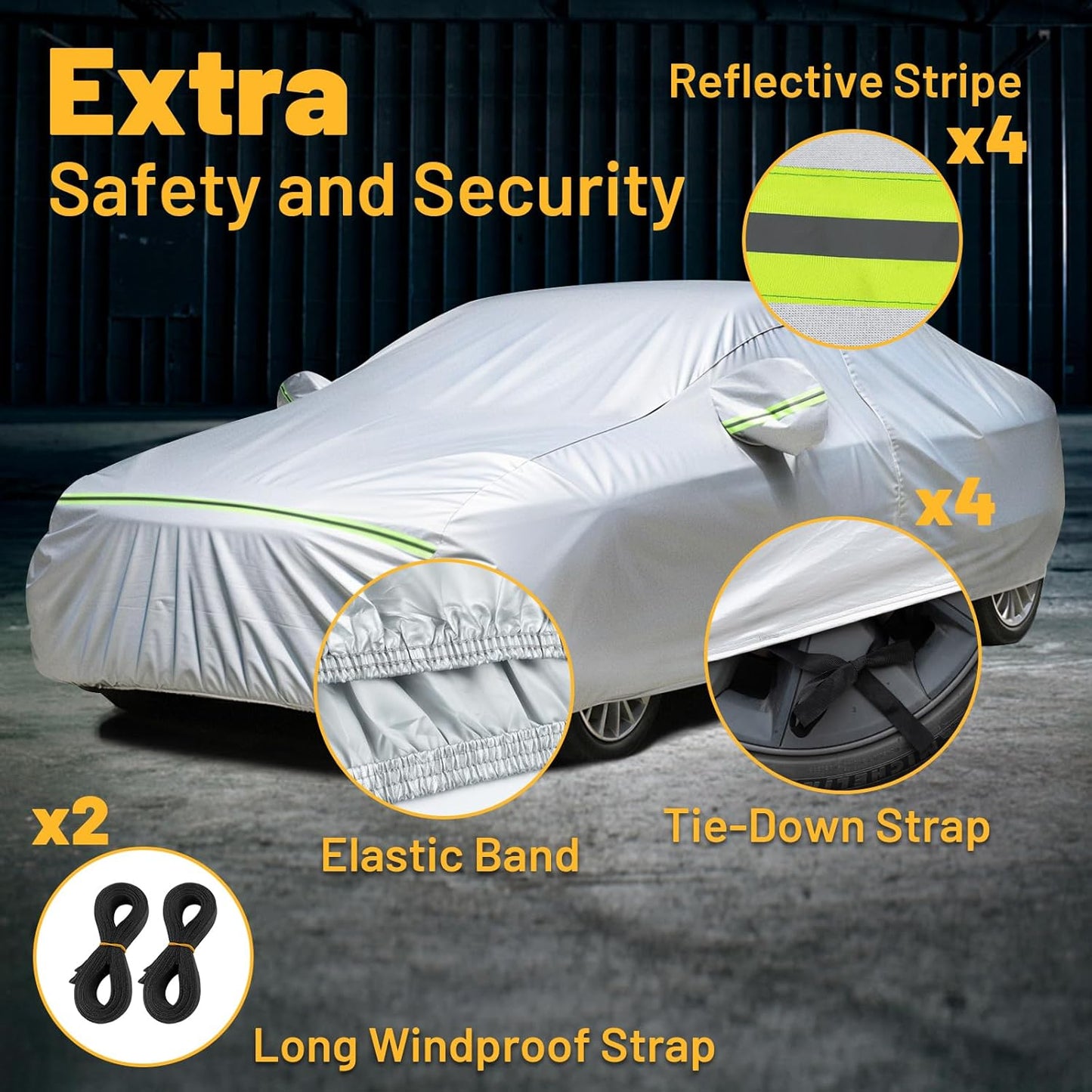 Favoto SUV Car Cover Waterproof All Weather 6 Layers Heavy Duty Car Cover for Automobiles Rain Sun Snow UV Protection with Inner Cotton Car Cover Outdoor Universal Fit for SUV (188-198 inch) Silver