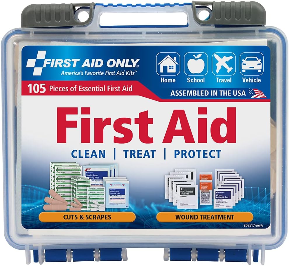 First Aid Only 6060 All-Purpose 10-Person Emergency First Aid Kit for Business, Worksite, Home, and Car, 57 Pieces