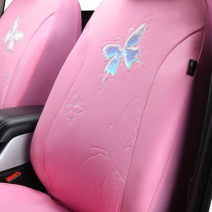 Flying Banner Butterfly car seat Covers ful Set Fashion Universal Lady Woman Female Rear Bench Split Colorized (Pink, 2 Fronts - Lace)