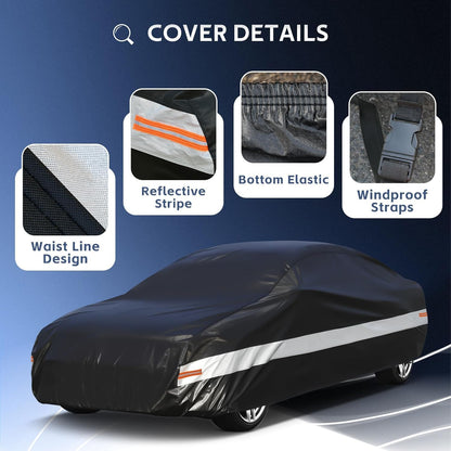 10 Layers Car Cover Custom Fit for Mercedes Benz C Class C250 C300 C43 C63 (1993-2026), Waterproof All Weather for Automobiles, Outdoor Full Cover Sun Dust Rain Protection with Cotton. Black - Colors C
