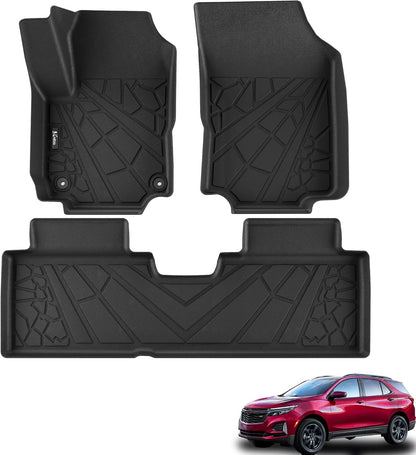 KARPAL Floor Mats for 2007-2013 Chevy Silverado & GMC Sierra 1500 Crew Cab / 2007-2014 2500/3500 HD(Footwell Coverage), All-Weather TPE Custom Fit Floor Liners Car Accessories