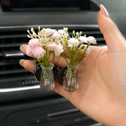 Set of 4 Cute Flower Bouquet Car Air Freshener Vent Clips, Mini Artificial Flowers for Car Air Vent Decoration, Auto Interior Dashboard Ornament Accessories