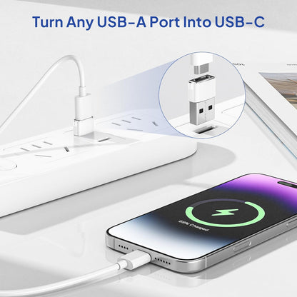 Elebase USB to USB C Adapter for iPhone 17 4Pack,USBC Female to A Male Car Charger Adapter,Type C Converter Apple 17e 16 Pro Max 15 14 Plus,iWatch Watch 11 10 Ultra 3,iPad Air,Samsung Galaxy S26