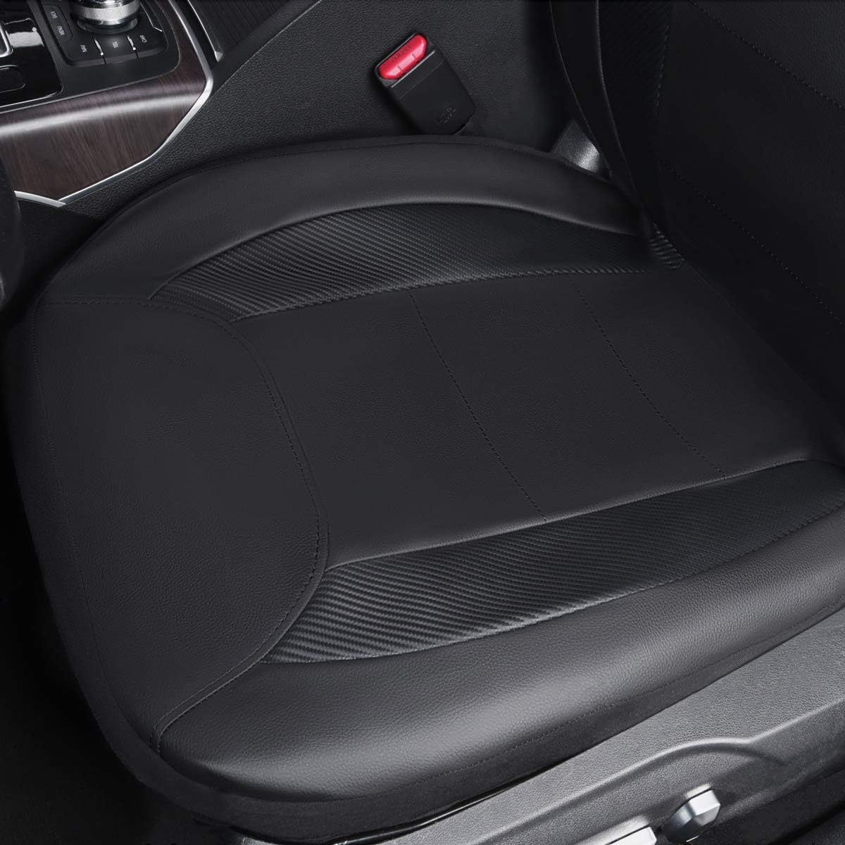Flying Banner Carbon Fiber Leather Vehicle Seat Covers, Leopard Gray Black, Universal Fit - 8PCS