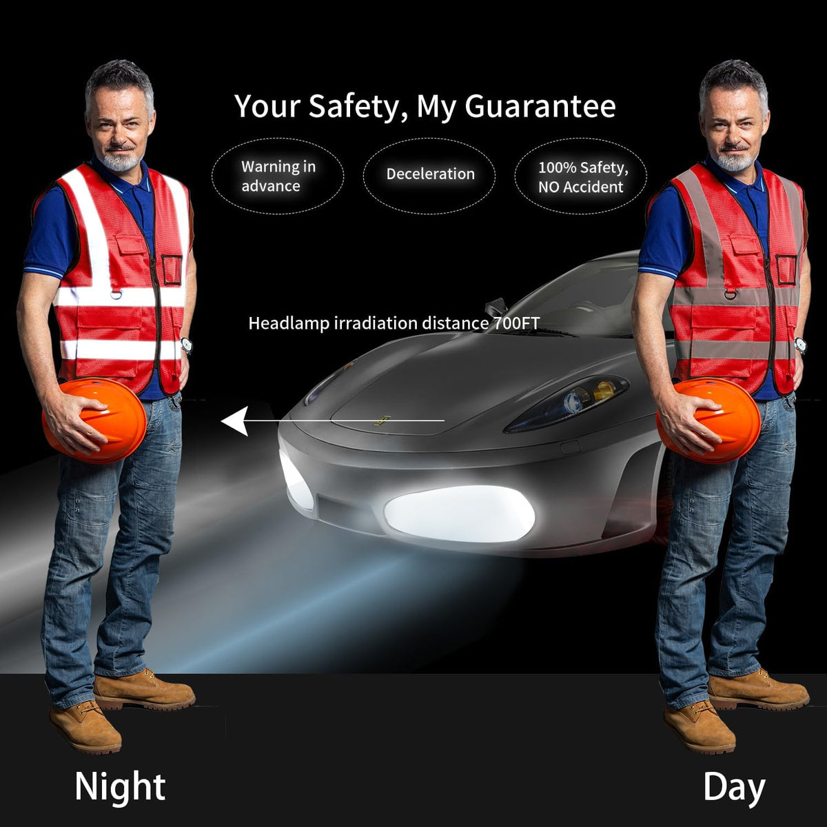 Reflective Safety Vest for Women Men High Visibility Security With Pocket Zipper Front Meet ANSI/ISEA Standard