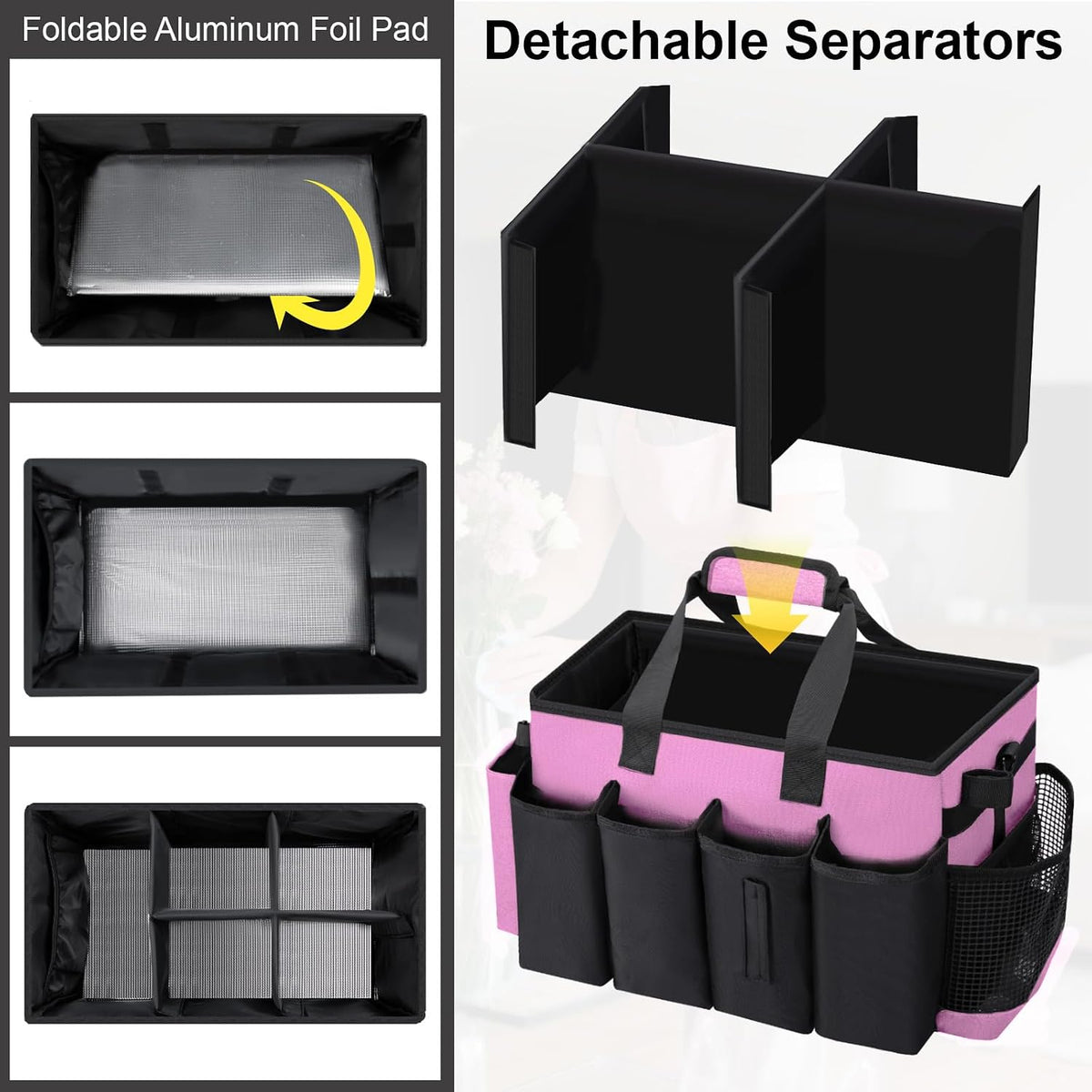Wearable Large Cleaning Caddy Bag for Housekeeper, Clean Supply Organizer with Adjustable Shoulder, Waist & Handle Straps, Detailing Bag for Kitchen Supplies (Black)