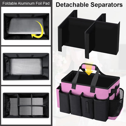 Wearable Large Cleaning Caddy Bag for Housekeeper, Clean Supply Organizer with Adjustable Shoulder, Waist & Handle Straps, Detailing Bag for Kitchen Supplies (Black)