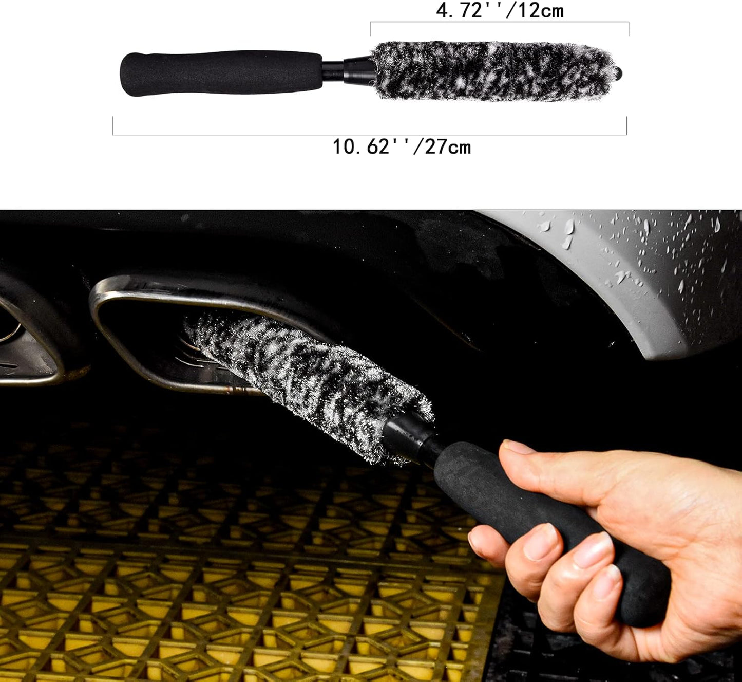Metal Free Soft Wheel Cleaner Brush, Synthetic Wool Rim Cleaning Brush, Highly Water Absorption, Dense and Durable Tire Brush for Cleaning Wheels, Rims, Spokes, Fenders, Engines…