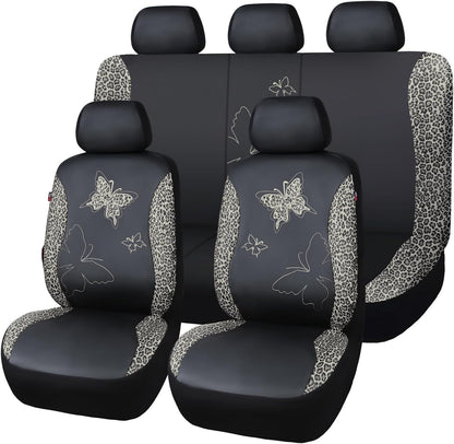 Flying Banner Butterfly car seat Covers ful Set Fashion Universal Lady Woman Female Rear Bench Split Colorized (Pink, 2 Fronts - Lace)