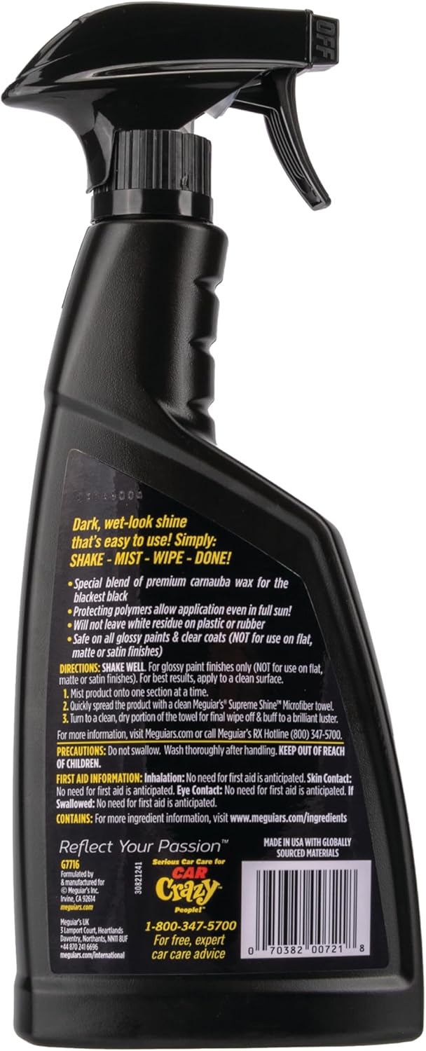 Meguiar's G7716 Gold Class Carnauba Quik Wax, Special Blend for Richness and Shine, Clear Coat Safe Meguiar's Quik Wax, Spray that Leaves Lasting Results without Residue, 16 Oz Containe
