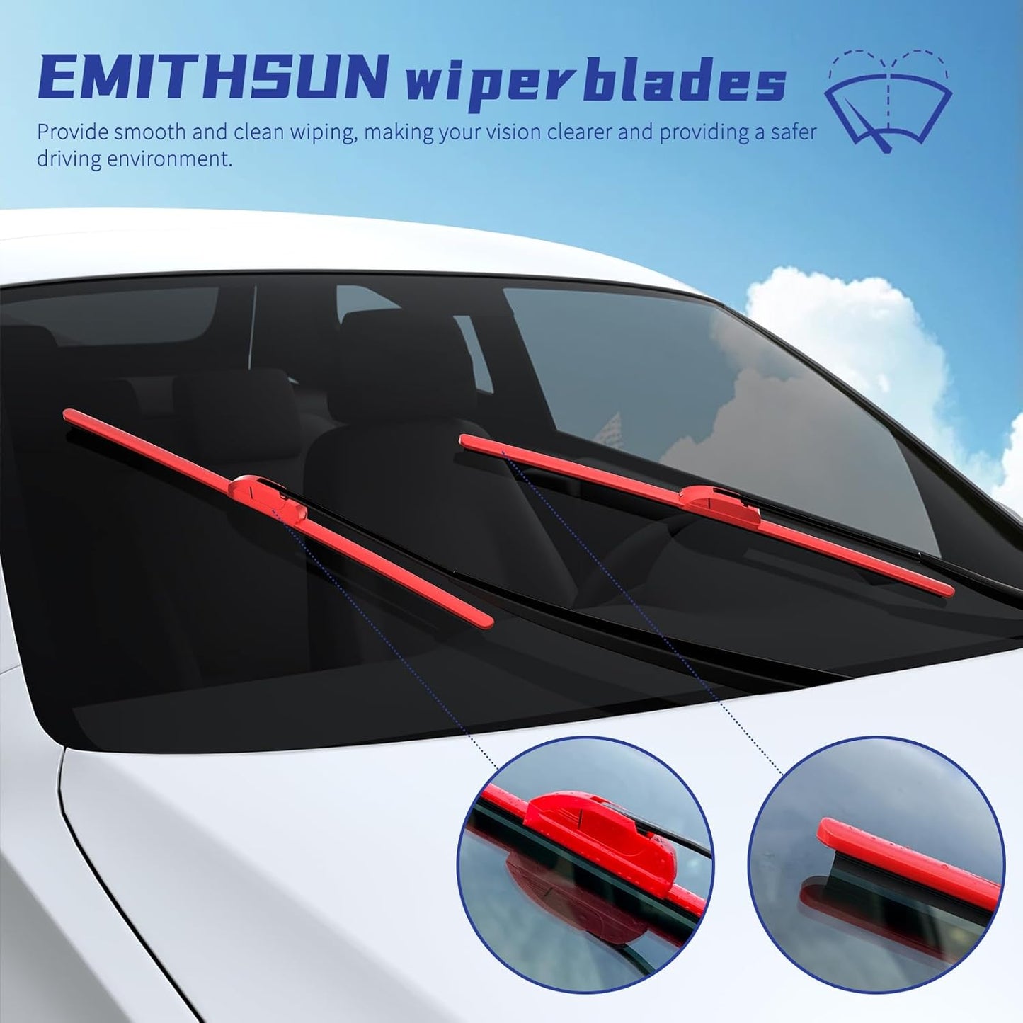 OEM QUALITY 26" + 16" Premium All-Seasons Stable And Quiet Windshield Wiper Blades(Set of 2) - Colors B
