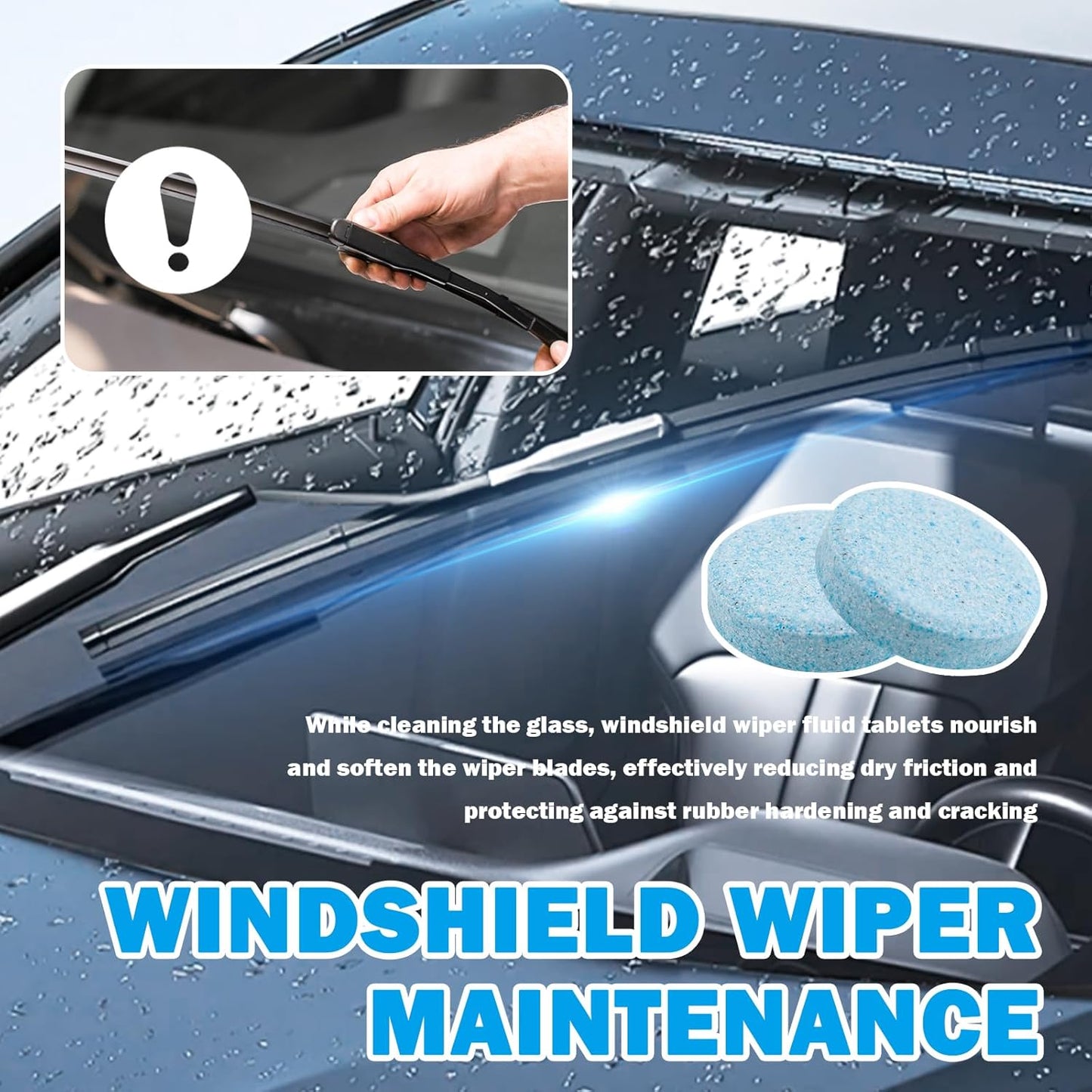 50PCS Car Windshield Washer Tablets,Fast-Dissolving Windshield Washer Fluid Tablets Concentrate Effervescent for Automotive Glass,Window,Portable Windshields Wiper Fluid Tablet