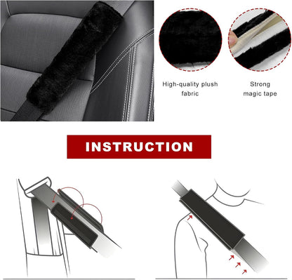 Sun Walker 2PCS Seat Belt Shoulder Pads, Fluffy Soft Plush Auto Seat Belt Pads for Protecting Your Neck & Shoulder, Comfortable Seatbelt Cover Warm Protective Cushion for Most Cars (Purple)
