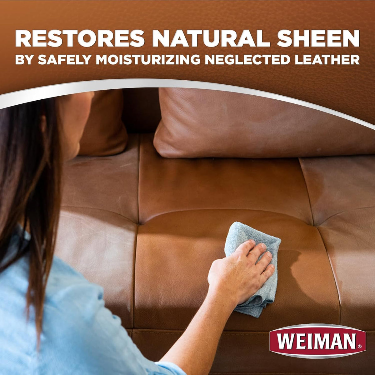 Weiman Leather Cleaner & Conditioner - Cleans, Restores & Protects Leather, UV Protection Prevent Cracking & Fading, For Car Seats, Sofas, Shoes, Bags & All Finished Leather Surfaces, 2 Pack, 60 Wipes
