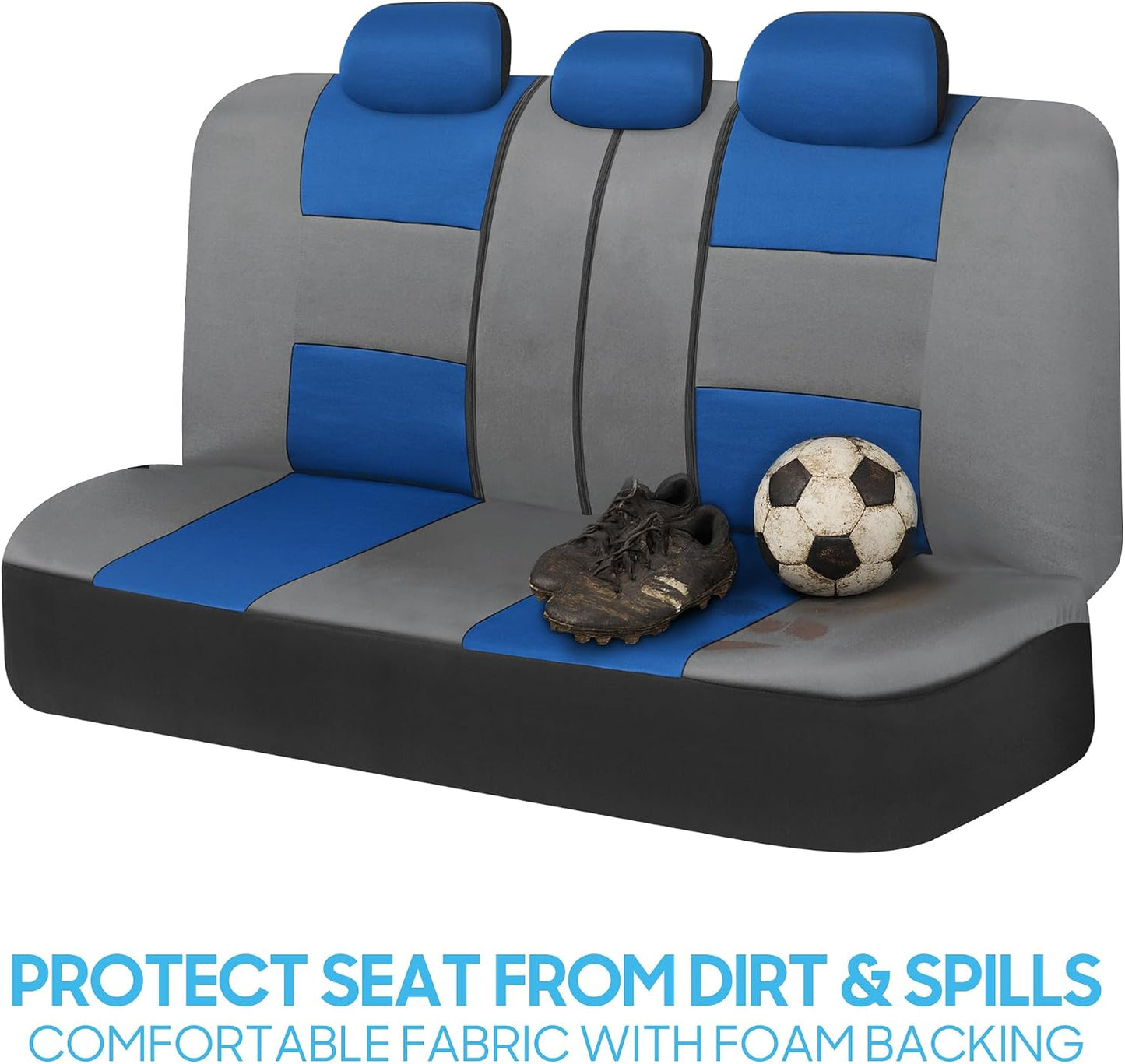 BDK PolyPro Car Seat Covers Full Set in Charcoal on Black – Front and Rear Split Bench for Cars, Easy to Install Cover Set, Accessories Auto Trucks Van SUV