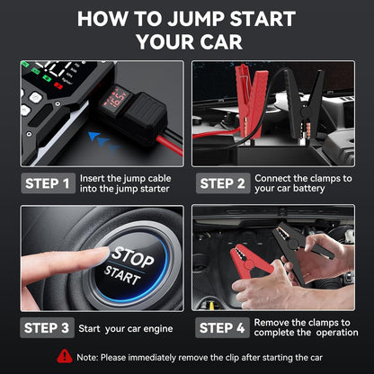 Portable Car Jump Starter with Air Compressor, ACEZUK 160PSI 8000A Jump Starter (All Gas/10.0L Diesel), 12V Battery Jump Box Car Battery Jumper Starter with 3.4" LCD Display, 2 Lights