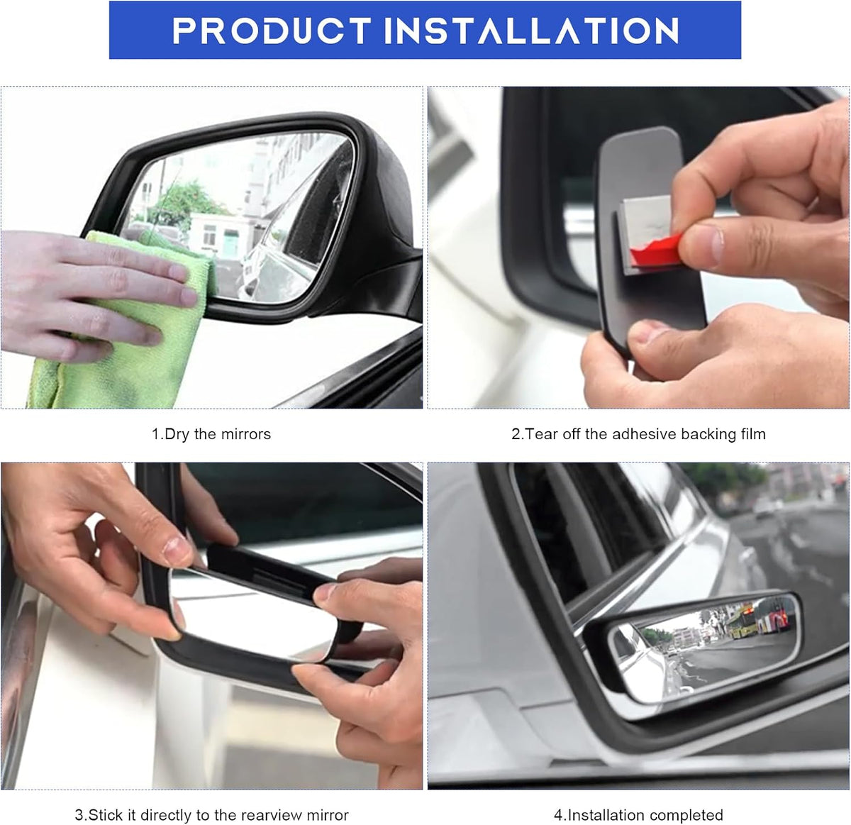 2 PCS Blind Spot Mirror, Adjustable Wide Angle Convex Side Rearview Mirrors, Long Framed Rectangular HD Glass Rear View Mirror for Sedans SUVs Trucks, Car Accessories (Framed Medium)