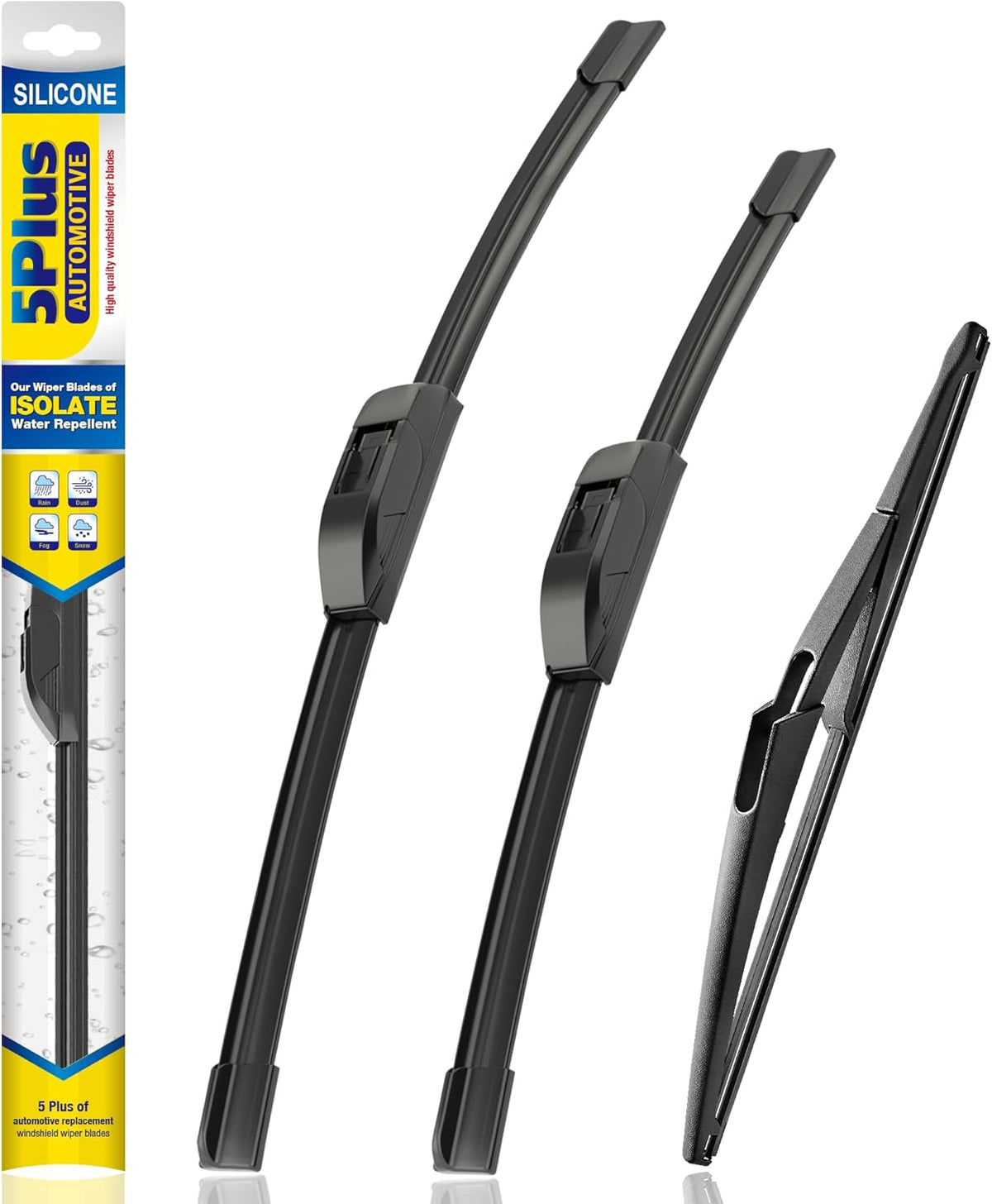 5 PLUS® Silicone Windshield Wipers Replacement for 2019-2024 Toyota RAV4/ 2006-2015 Mazda 5 Wiper Blades(Set of 3), Windshield Wiper Blades For My Car-26"/16"/12" - Colors A