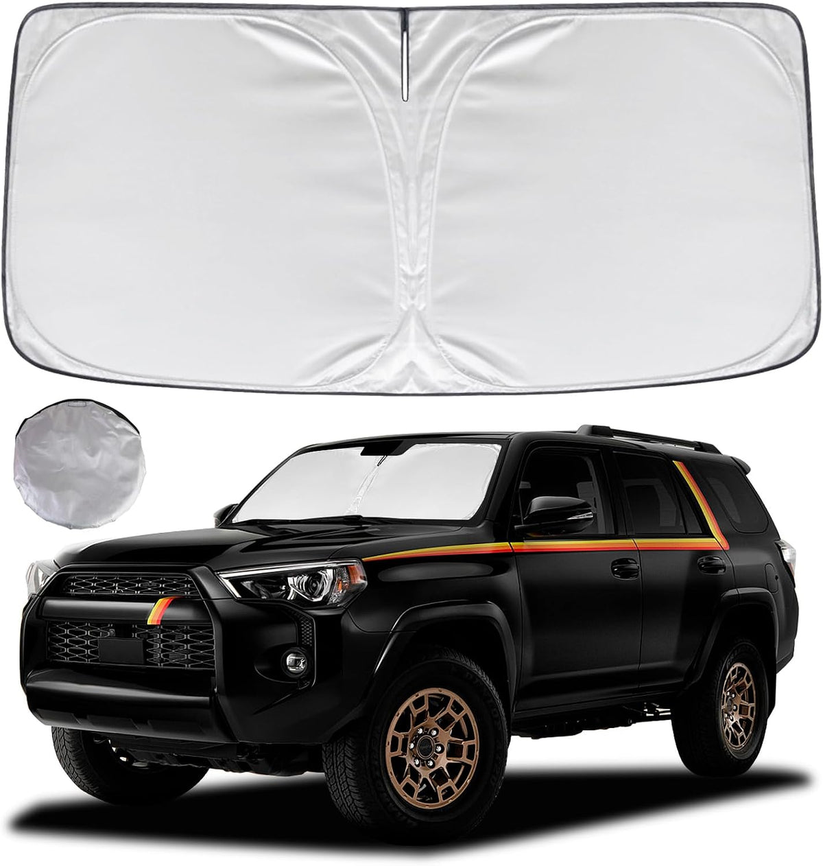 KAYZT Windshield Sun Shade for 2019-2025 2026 Chevy Silverado 1500 /GMC Sierra 1500 2500HD 3500HD Foldable Sunshade Front Window Custom Fit Car Accessories - Colors B