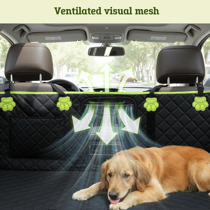 Dog Car Seat Cover for Back Seat, Waterproof Leather Fabric Back Seat Extender for dogs 52.4 * 24.4in, Foldable in The Car, Hard PVC Panels Bottom Support to 330 lbs, for Cars/Mid-Size SUV/Small Truck