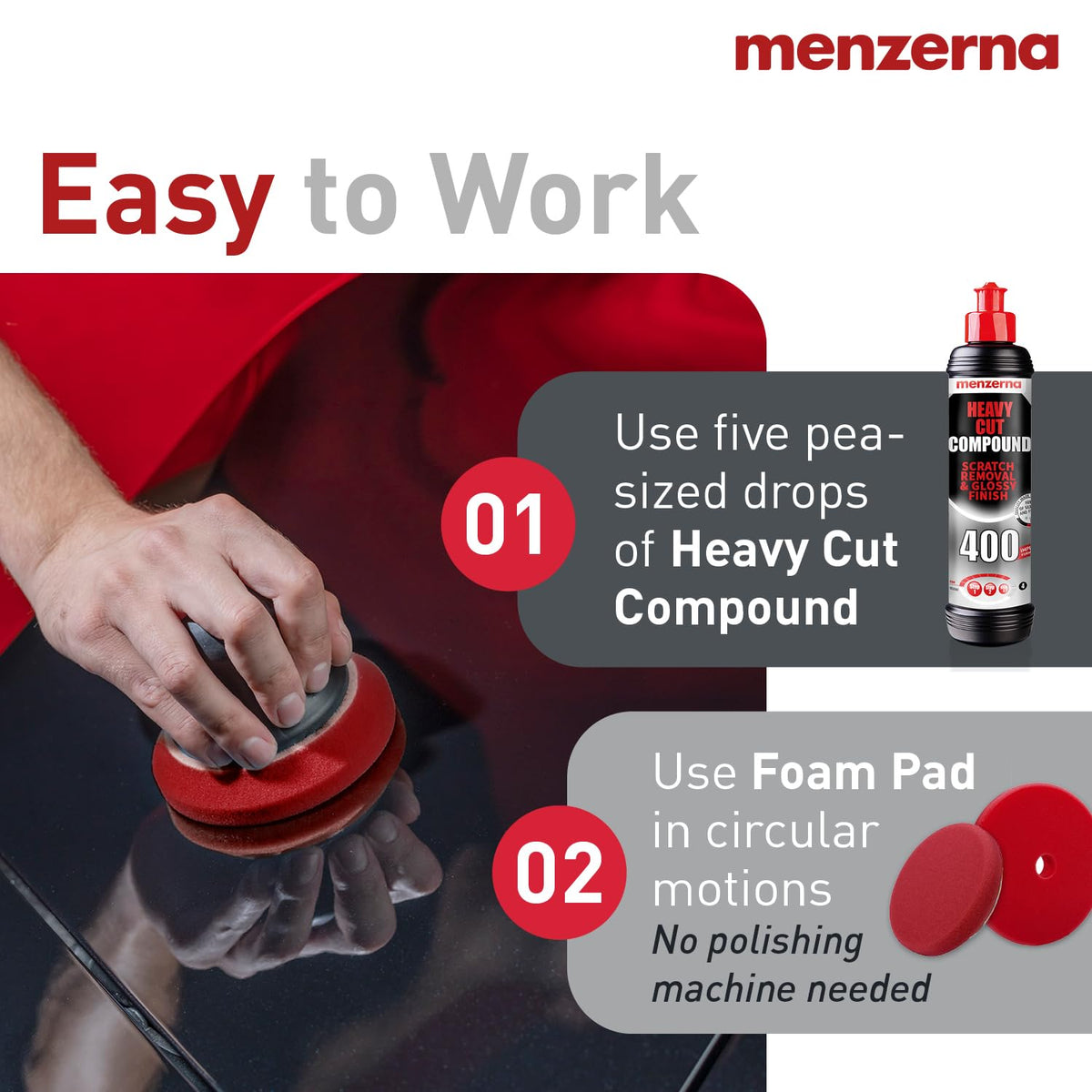 menzerna Polishing Set 8oz – HCC1000, MCC2500 & 3800 | 3-Step System for Scratch Removal, Swirl Elimination & Mirror-Like Finish