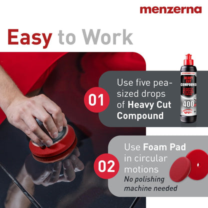 menzerna Polishing Set 8oz – HCC1000, MCC2500 & 3800 | 3-Step System for Scratch Removal, Swirl Elimination & Mirror-Like Finish