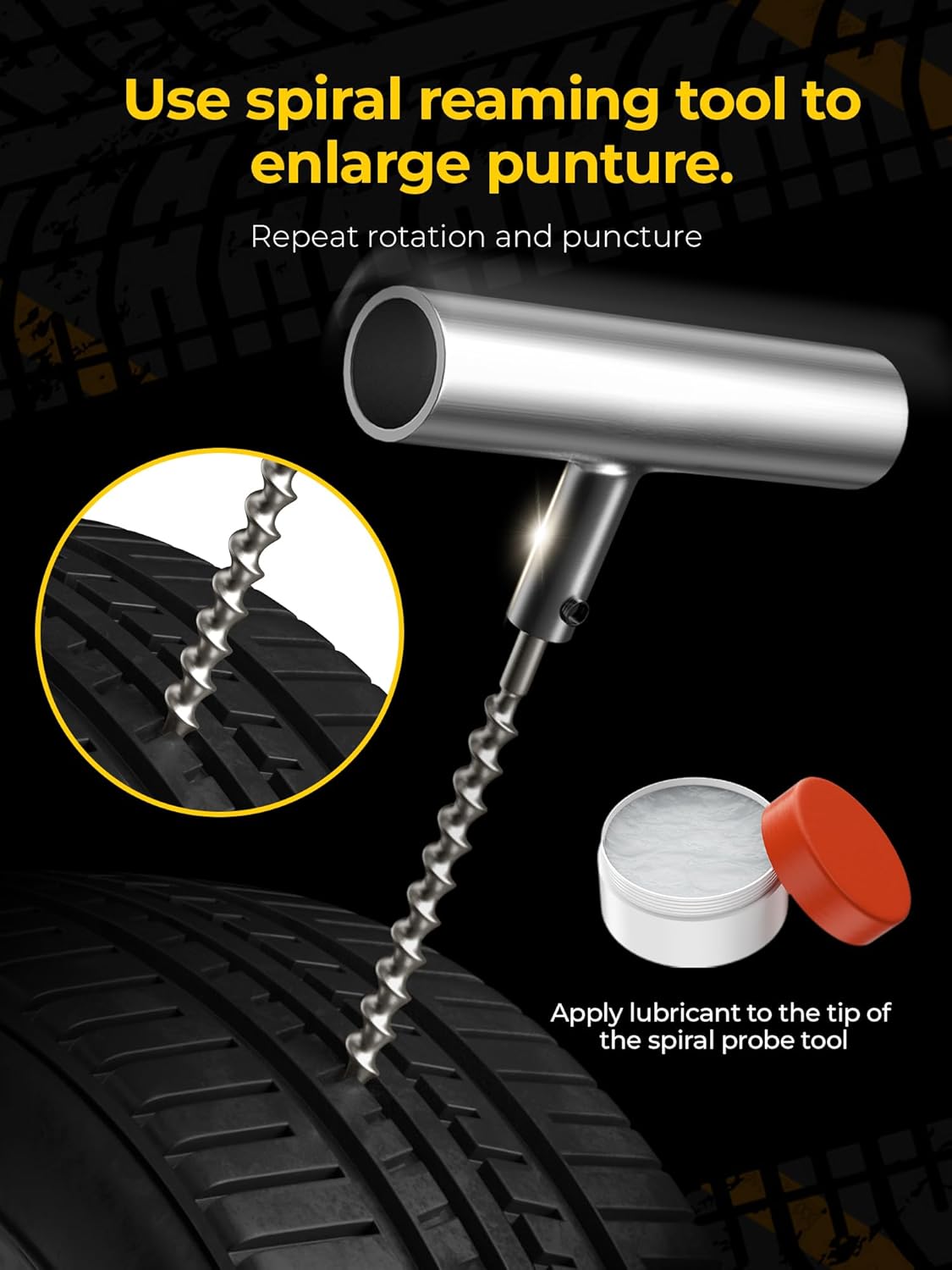 AUTOWN Tire Repair Kit with Plugs Fix Punctures & Plug Flats with Ease - Heavy Duty Flat Tire Puncture Repair Kit for Car, Motorcycle, ATV, UTV, RV, Trailer, Tractor, Jeep, Etc